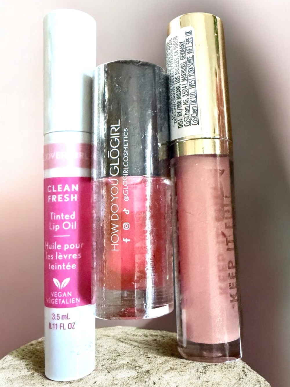 5/$25 COVERGIRL Pink Tinted lip oil with Milani plumping oil and glogirl lip oi